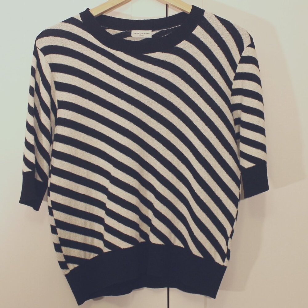 Dries Van Noten Black & White Striped Sweater – Size Large
